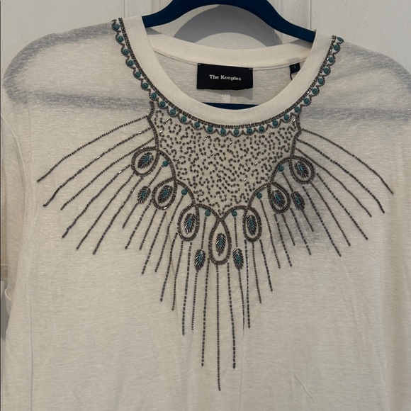 The kooples White Linen & Beaded T-shirt - Picture 5 of 8